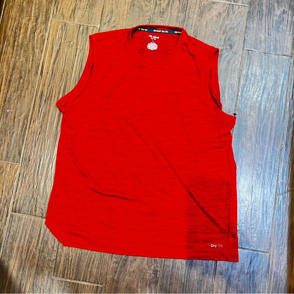 Men’s Large Red- Tek Gear tank top. Muscle Shirt . Dry fit.
